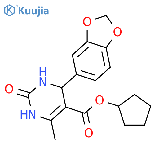 <br>cyclopentyl 4-(1,3-benzodioxol-5-yl)-6-methyl-2-oxo-1,2,3,4-tetrahydro-5-py rimidinecarboxylate structure