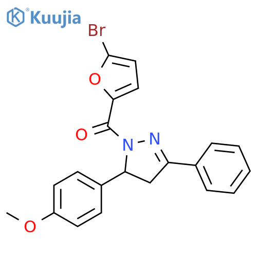 1-(5-bromofuran-2-carbonyl)-5-(4-methoxyphenyl)-3-phenyl-4,5-dihydro-1H-pyrazole structure