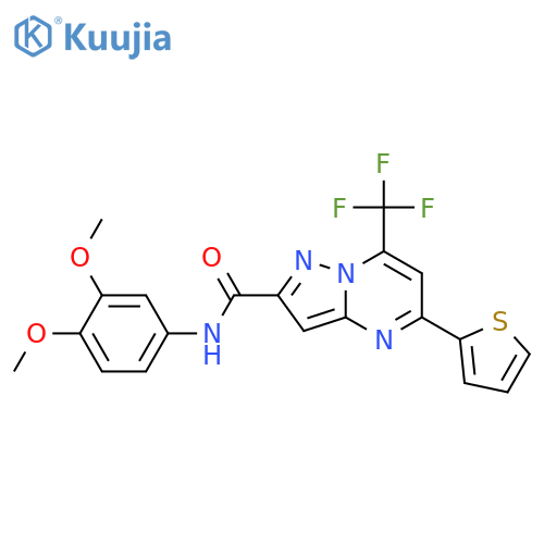 <br>N-(3,4-dimethoxyphenyl)-5-(2-thienyl)-7-(trifluoromethyl)pyrazolo[1,5-a]pyr imidine-2-carboxamide structure
