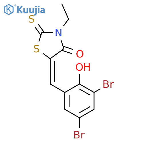 <br>(5E)-5-(3,5-dibromo-2-hydroxybenzylidene)-3-ethyl-2-thioxo-1,3-thiazolidin- 4-one structure