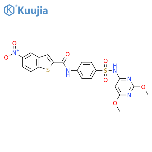 N-{4-(2,6-dimethoxypyrimidin-4-yl)sulfamoylphenyl}-5-nitro-1-benzothiophene-2-carboxamide structure