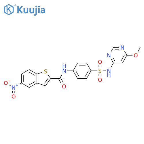 N-{4-[(6-methoxypyrimidin-4-yl)sulfamoyl]phenyl}-5-nitro-1-benzothiophene-2-carboxamide structure