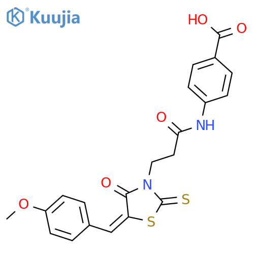 4-{3-(5Z)-5-(4-methoxyphenyl)methylidene-4-oxo-2-sulfanylidene-1,3-thiazolidin-3-ylpropanamido}benzoic acid structure