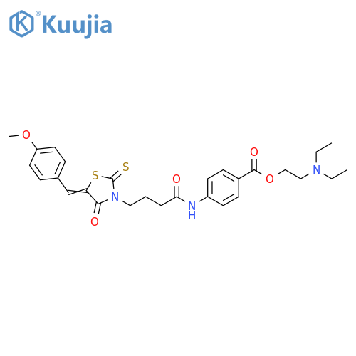 Benzoic acid, 4-[[4-[5-[(4-methoxyphenyl)methylene]-4-oxo-2-thioxo-3-thiazolidinyl]-1-oxobutyl]amino]-, 2-(diethylamino)ethyl ester structure