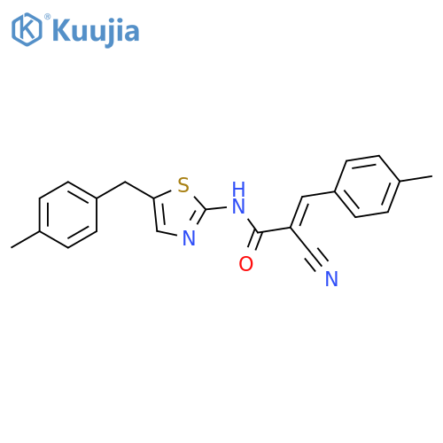 (2Z)-2-cyano-3-(4-methylphenyl)-N-{5-(4-methylphenyl)methyl-1,3-thiazol-2-yl}prop-2-enamide structure