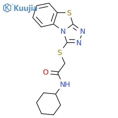 N-cyclohexyl-2-{7-thia-2,4,5-triazatricyclo6.4.0.0^{2,6}dodeca-1(8),3,5,9,11-pentaen-3-ylsulfanyl}acetamide structure