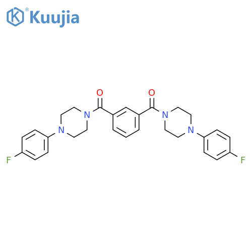 1,1'-(1,3-phenylenedicarbonyl)bis[4-(4-fluorophenyl)piperazine] structure