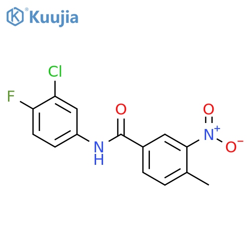N-(3-chloro-4-fluorophenyl)-4-methyl-3-nitrobenzamide structure