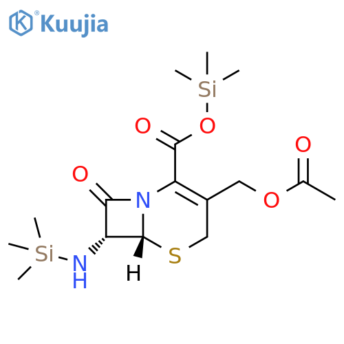 5-Thia-1-azabicyclo[4.2.0]oct-2-ene-2-carboxylic acid, 3-[(acetyloxy)methyl]-8-oxo-7-[(trimethylsilyl)amino]-, trimethylsilyl ester, (6R,7R)- structure