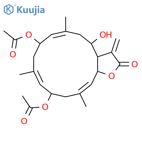 6,10,14-Trihydroxy-3,7,11,15(17)-cembratetraen-16,2-olide; (1S,2S,3E,6S,7E,10S,11E,14S)-form, 6,10-Di-Ac structure