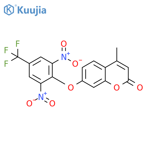 7-2,6-dinitro-4-(trifluoromethyl)phenoxy-4-methyl-2H-chromen-2-one structure