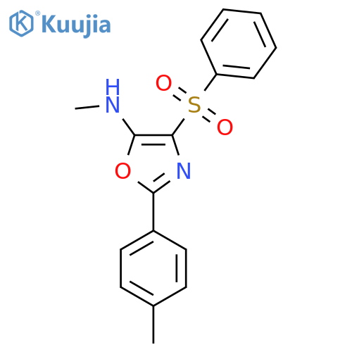 4-(benzenesulfonyl)-N-methyl-2-(4-methylphenyl)-1,3-oxazol-5-amine structure