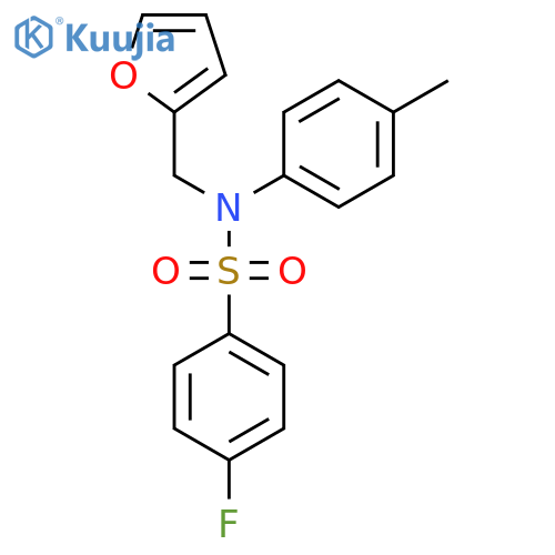4-fluoro-N-(furan-2-yl)methyl-N-(4-methylphenyl)benzene-1-sulfonamide structure