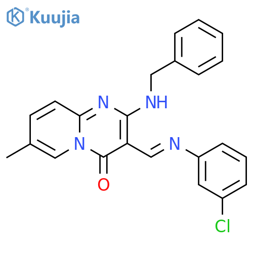 2-(benzylamino)-3-(1E)-(3-chlorophenyl)iminomethyl-7-methyl-4H-pyrido1,2-apyrimidin-4-one structure