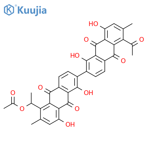 [2,2'-Bianthracene]-9,9',10,10'-tetrone,5-acetyl-5'-[(1R)-1-(acetyloxy)ethyl]-9,9',10,10'-tetrahydro-1,1',8,8'-tetrahydroxy-6,6'-dimethyl- structure
