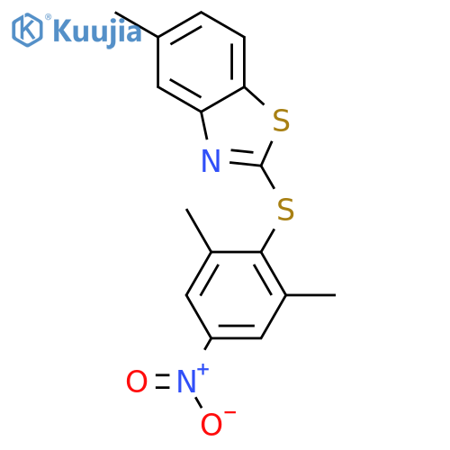 Benzothiazole, 2-[(2,6-dimethyl-4-nitrophenyl)thio]-5-methyl- structure