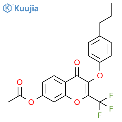 4-oxo-3-(4-propylphenoxy)-2-(trifluoromethyl)-4H-chromen-7-yl acetate structure