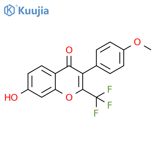 7-hydroxy-3-(4-methoxyphenyl)-2-(trifluoromethyl)-4H-chromen-4-one structure