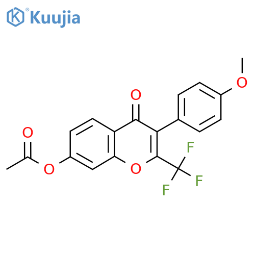 3-(4-methoxyphenyl)-4-oxo-2-(trifluoromethyl)-4H-chromen-7-yl acetate structure