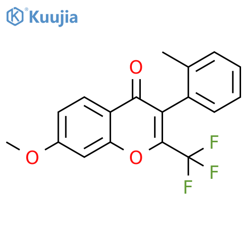 7-methoxy-3-(2-methylphenyl)-2-(trifluoromethyl)-4H-chromen-4-one structure