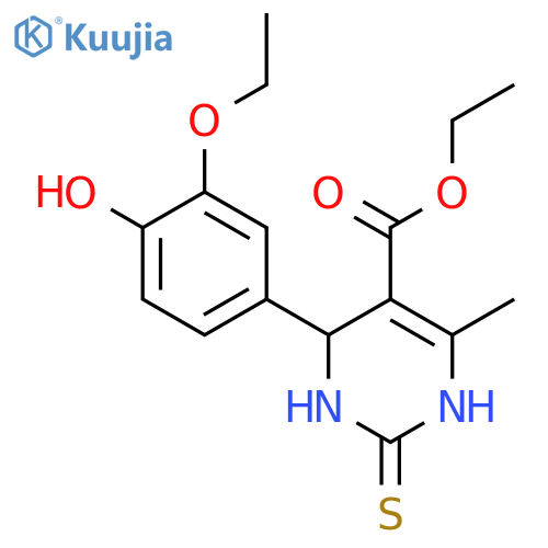 ethyl 4-(3-ethoxy-4-hydroxyphenyl)-6-methyl-2-sulfanylidene-1,2,3,4-tetrahydropyrimidine-5-carboxylate structure