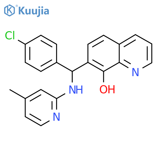 7-(4-chlorophenyl)(4-methylpyridin-2-yl)aminomethylquinolin-8-ol structure