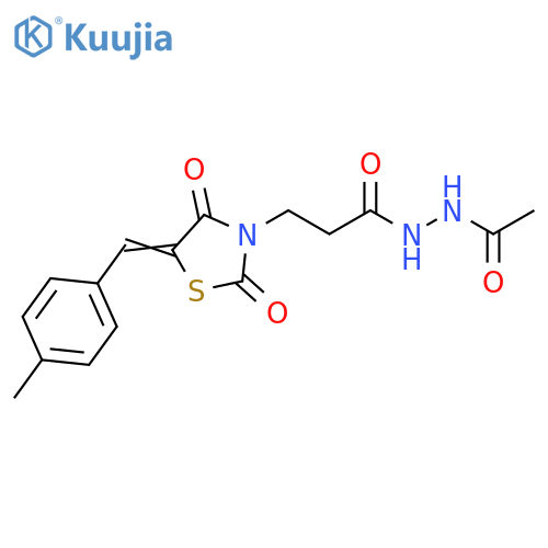 N'-acetyl-3-[(5Z)-5-[(4-methylphenyl)methylidene]-2,4-dioxo-1,3-thiazolidin-3-yl]propanehydrazide structure