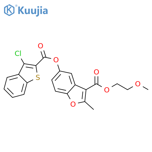 2-methoxyethyl 5-(3-chloro-1-benzothiophene-2-carbonyloxy)-2-methyl-1-benzofuran-3-carboxylate structure