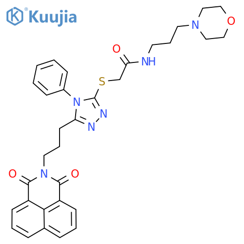 2-{5-(3-{2,4-dioxo-3-azatricyclo7.3.1.0^{5,13}trideca-1(12),5,7,9(13),10-pentaen-3-yl}propyl)-4-phenyl-4H-1,2,4-triazol-3-ylsulfanyl}-N-3-(morpholin-4-yl)propylacetamide structure