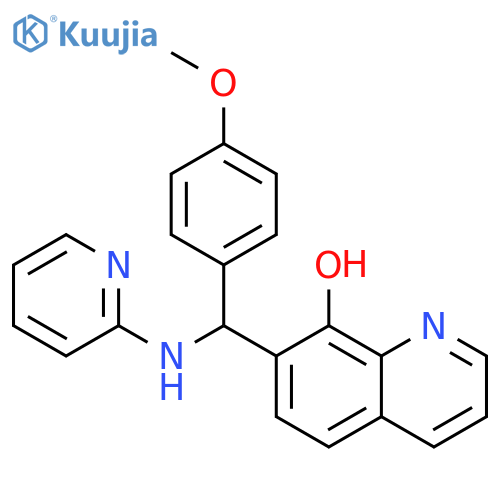7-[(4-methoxyphenyl)[(pyridin-2-yl)amino]methyl]quinolin-8-ol structure