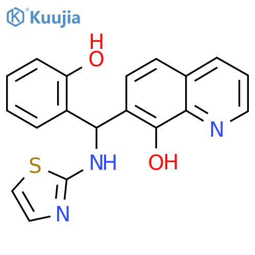 7-(2-hydroxyphenyl)(1,3-thiazol-2-yl)aminomethylquinolin-8-ol structure