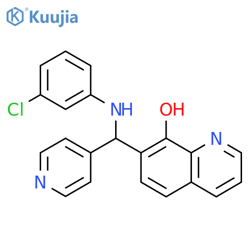 7-{(3-chlorophenyl)amino(pyridin-4-yl)methyl}quinolin-8-ol structure