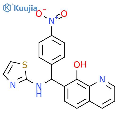 7-(4-nitrophenyl)(1,3-thiazol-2-yl)aminomethylquinolin-8-ol structure
