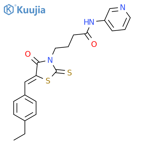 4-(5Z)-5-(4-ethylphenyl)methylidene-4-oxo-2-sulfanylidene-1,3-thiazolidin-3-yl-N-(pyridin-3-yl)butanamide structure