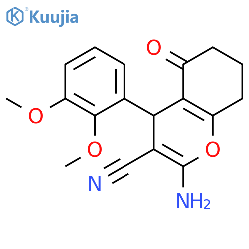 <br>2-amino-4-(2,3-dimethoxyphenyl)-5-oxo-5,6,7,8-tetrahydro-4H-chromene-3-carb onitrile structure