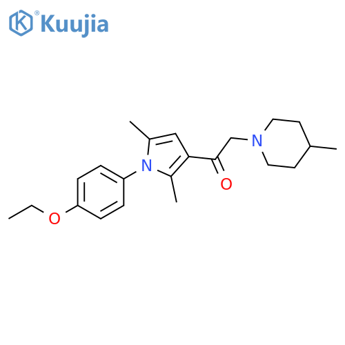 1-1-(4-ethoxyphenyl)-2,5-dimethyl-1H-pyrrol-3-yl-2-(4-methylpiperidin-1-yl)ethan-1-one structure