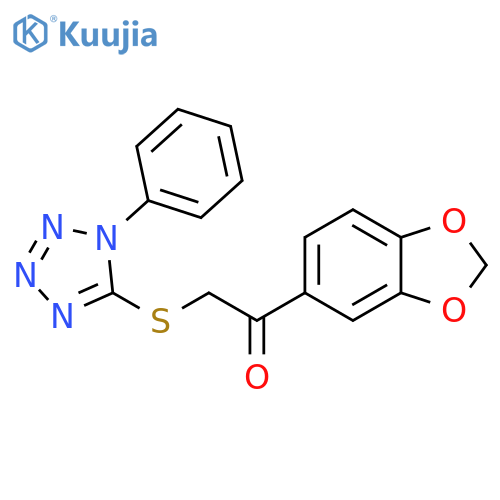 1-(2H-1,3-benzodioxol-5-yl)-2-(1-phenyl-1H-1,2,3,4-tetrazol-5-yl)sulfanylethan-1-one structure