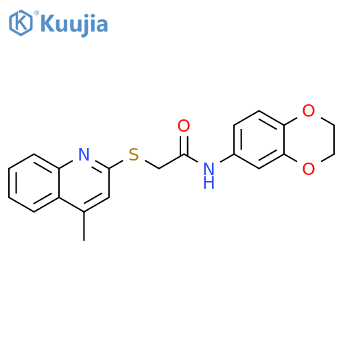 N-(2,3-dihydro-1,4-benzodioxin-6-yl)-2-(4-methylquinolin-2-yl)sulfanylacetamide structure