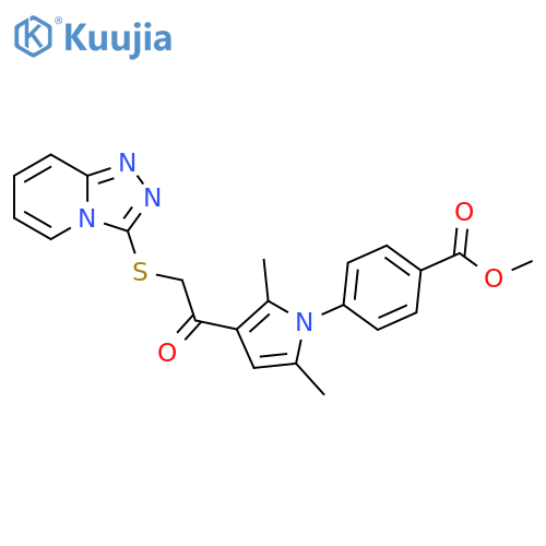 methyl 4-2,5-dimethyl-3-(2-{1,2,4triazolo4,3-apyridin-3-ylsulfanyl}acetyl)-1H-pyrrol-1-ylbenzoate structure