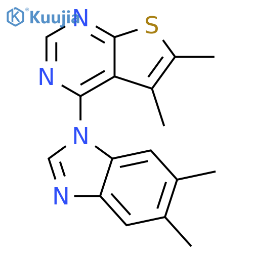 1-{5,6-dimethylthieno[2,3-d]pyrimidin-4-yl}-5,6-dimethyl-1H-1,3-benzodiazole structure