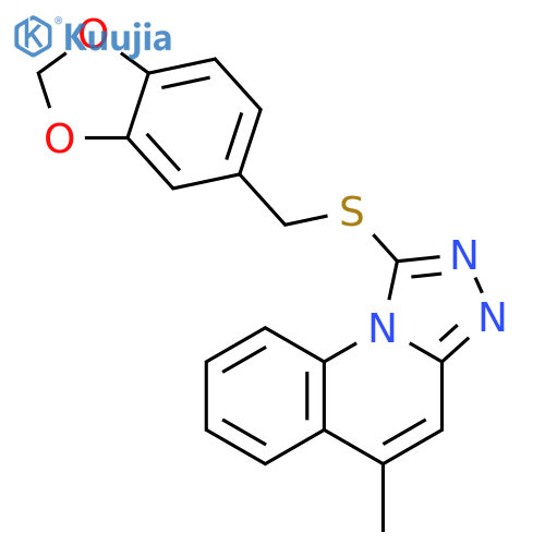 1-{[(2H-1,3-benzodioxol-5-yl)methyl]sulfanyl}-5-methyl-[1,2,4]triazolo[4,3-a]quinoline structure