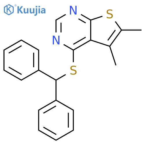 4-(diphenylmethyl)sulfanyl-5,6-dimethylthieno2,3-dpyrimidine structure