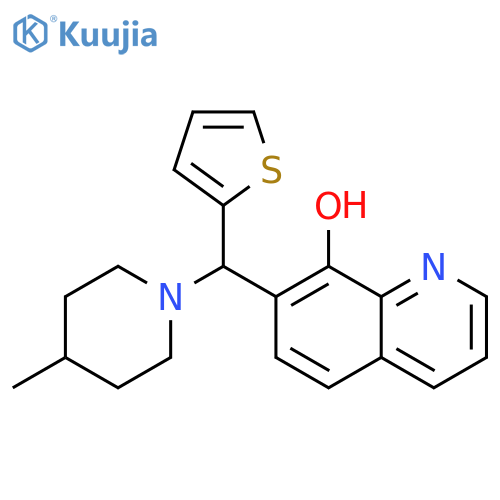 7-(4-methylpiperidin-1-yl)(thiophen-2-yl)methylquinolin-8-ol structure