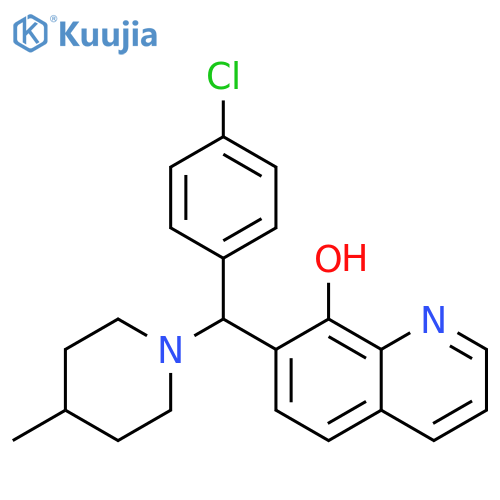 7-(4-chlorophenyl)(4-methylpiperidin-1-yl)methylquinolin-8-ol structure