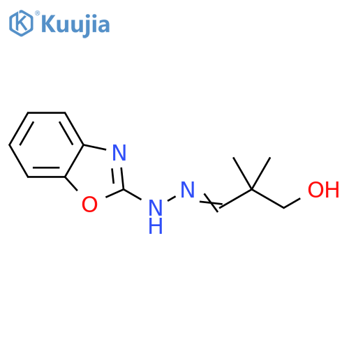 (3E)-3-2-(1,3-benzoxazol-2-yl)hydrazin-1-ylidene-2,2-dimethylpropan-1-ol structure