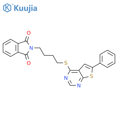 2-4-({6-phenylthieno2,3-dpyrimidin-4-yl}sulfanyl)butyl-2,3-dihydro-1H-isoindole-1,3-dione structure