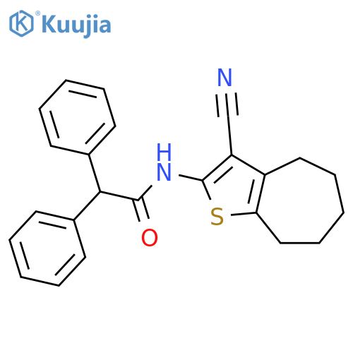 N-{3-cyano-4H,5H,6H,7H,8H-cycloheptabthiophen-2-yl}-2,2-diphenylacetamide structure