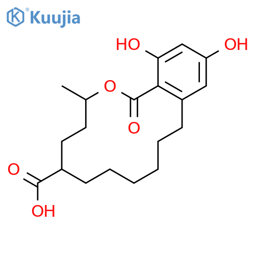 1H-2-Benzoxacyclotetradecin-6-carboxylicacid, 3,4,5,6,7,8,9,10,11,12-decahydro-14,16-dihydroxy-3-methyl-1-oxo- structure