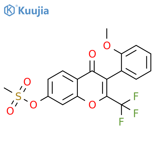 3-(2-methoxyphenyl)-4-oxo-2-(trifluoromethyl)-4H-chromen-7-yl methanesulfonate structure