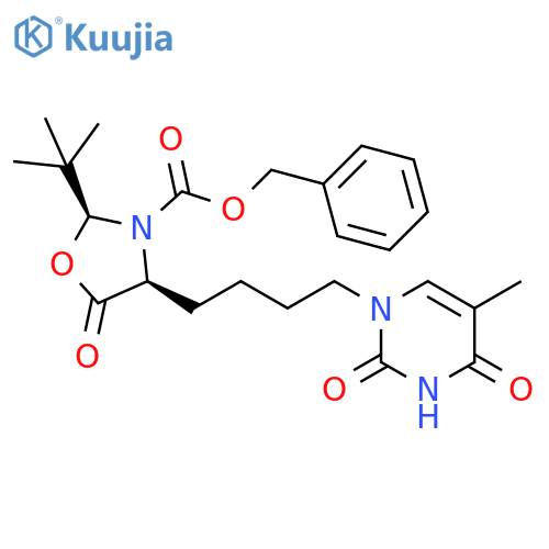 3-Oxazolidinecarboxylic acid, 4-[4-(3,4-dihydro-5-methyl-2,4-dioxo-1(2H)-pyrimidinyl)butyl]-2-(1,1-dimethylethyl)-5-oxo-, phenylmethyl ester, (2S,4S)- structure